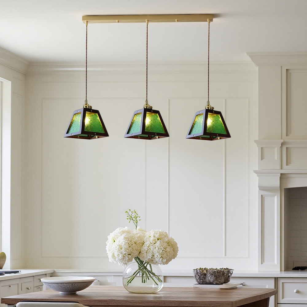 Vintage Etched Glass Pendant Lamp Cozy Bedroom Bedside Lighting