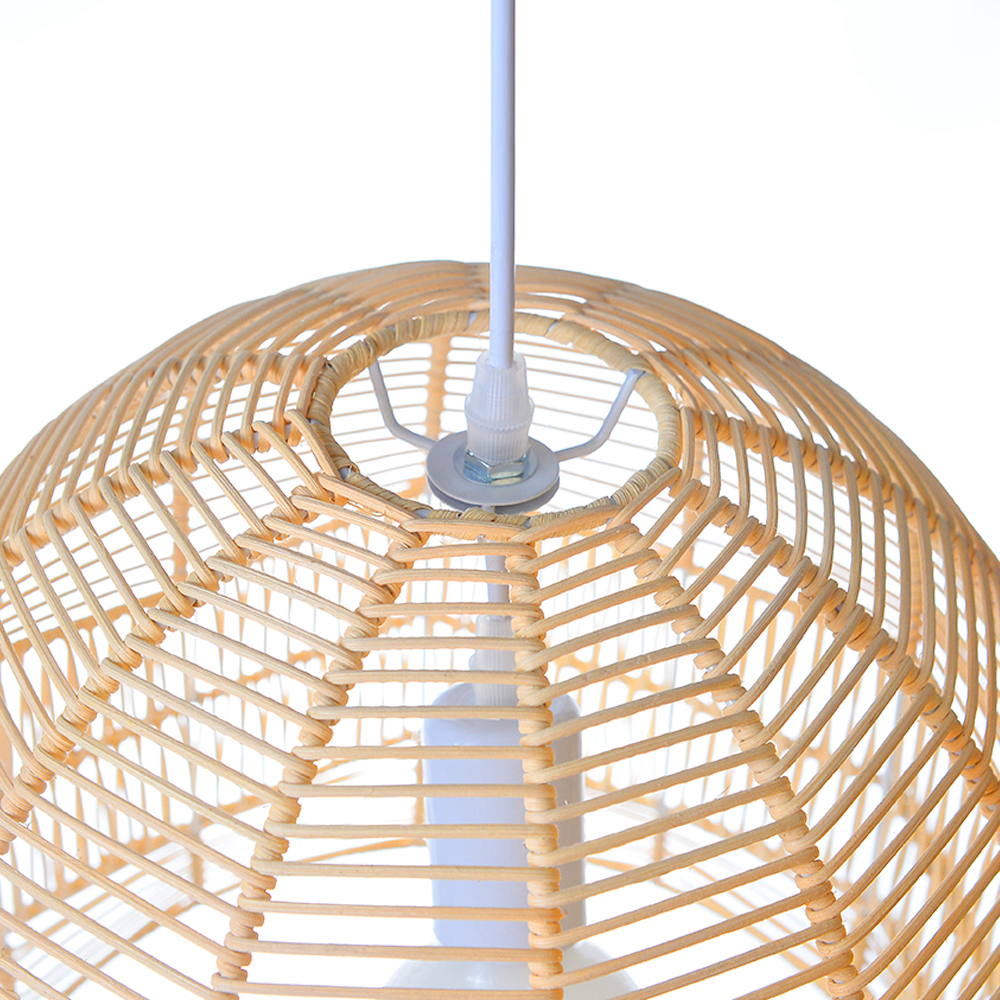 Boho ceiling light fixture farmhouse natural hand woven rattan pendant lamp shade