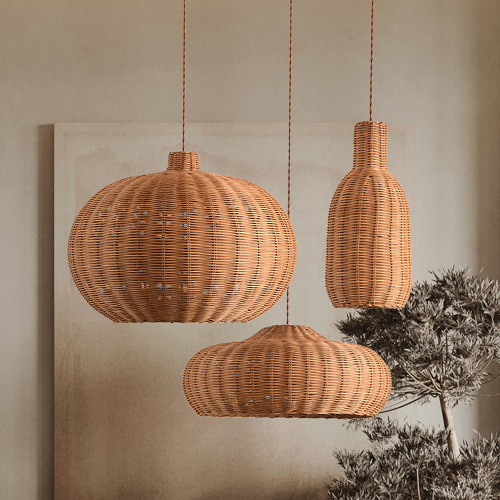 Wabi-sabi Rattan Hanging Light Bird's Nest Hand-woven Retro Lampshade