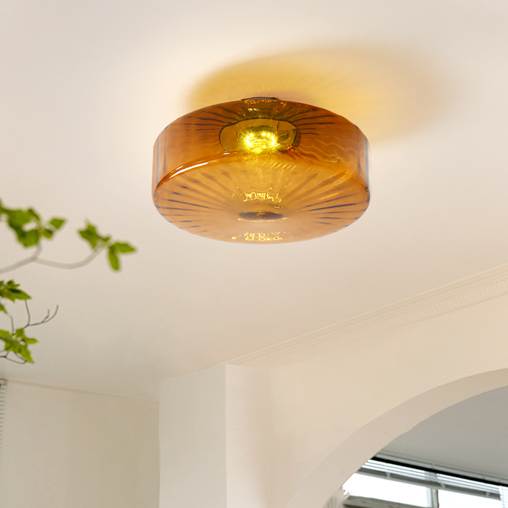 Bauhaus Glass Ceiling light French Medieval Water Ripple Aisle Lamp