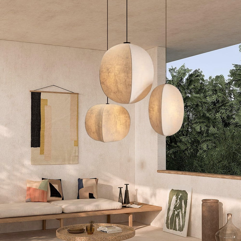 Wabi-sabi Style Living Room Fabric Chandelier Japanese Homestay Light Fixture