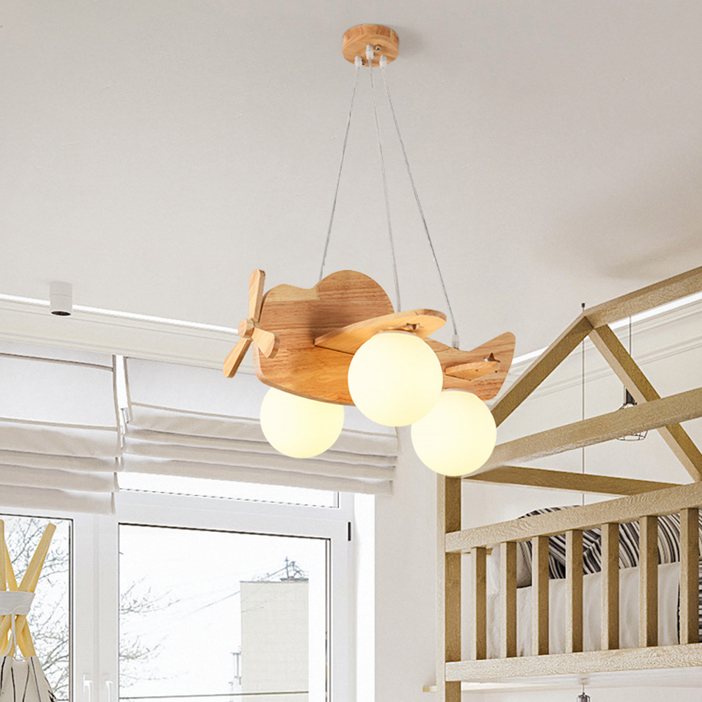 Creative Nordic Wooden Aircraft Lamp Children's Room Boys' Bedroom room Ceiling Light