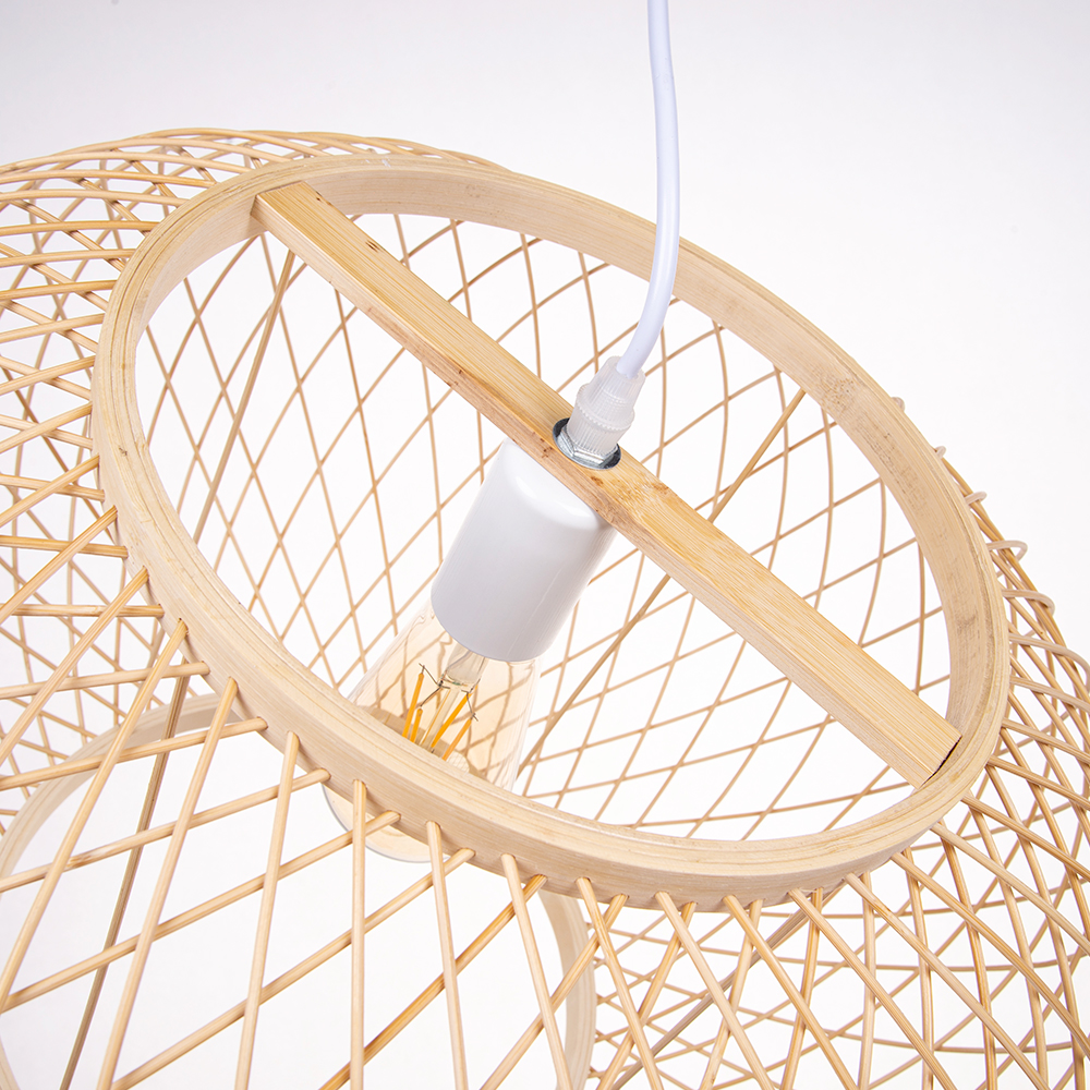 Dining room bamboo pendant light shade hand knitted chandelier