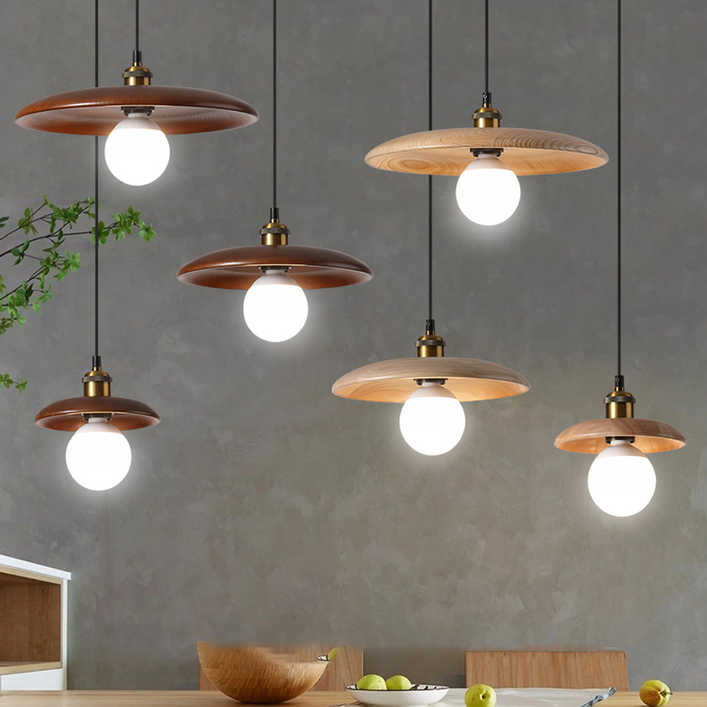 Japanese Kitchen Island Walnut Pendant Light B&B Bedroom Bedside Small Solid Wood Chandelier