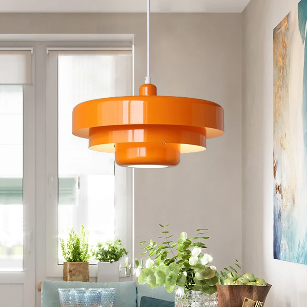 Classic Orange Metal Pendant Light Mid-Century Modern Green Bauhaus Mini Chandelier