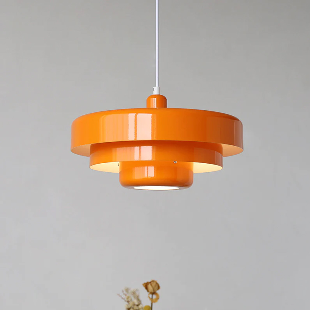 Classic Orange Metal Pendant Light Mid-Century Modern Green Bauhaus Mini Chandelier