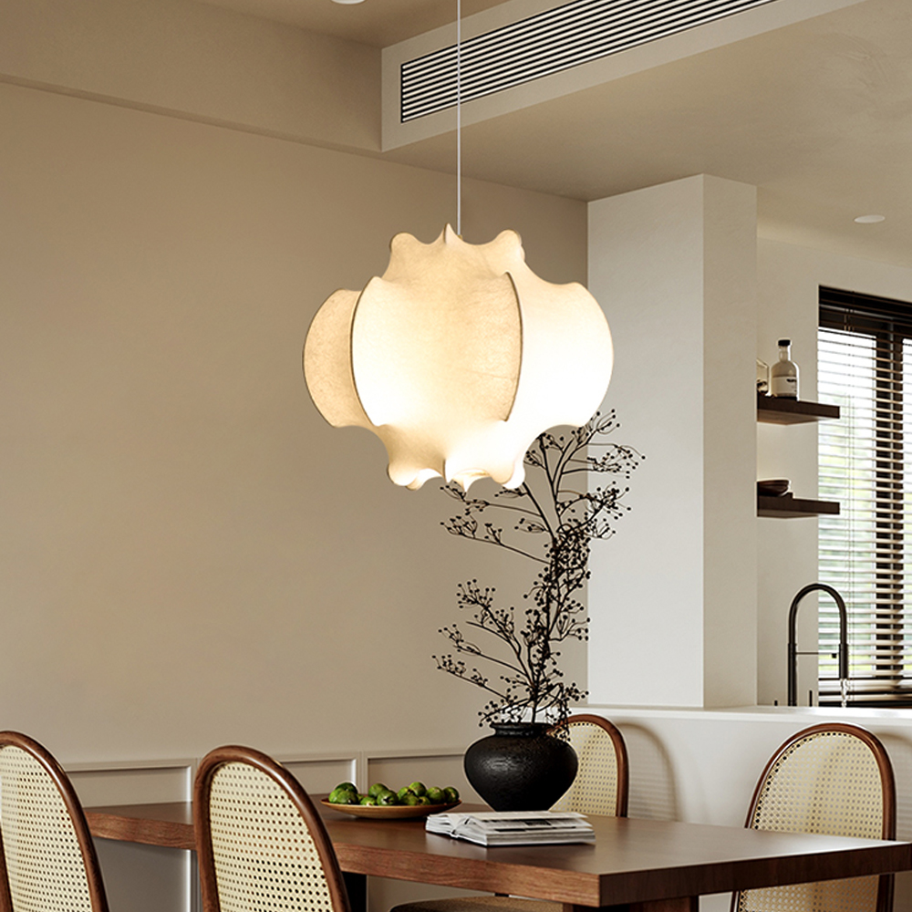 Retro Wabi-sabi Style Dining Room Hanging Lamp Art Imitation Silk Chandelier