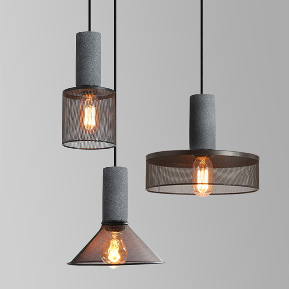 Industrial Style Pendant Lamps Nordic Restaurant Cement Hollow Metal Chandelier