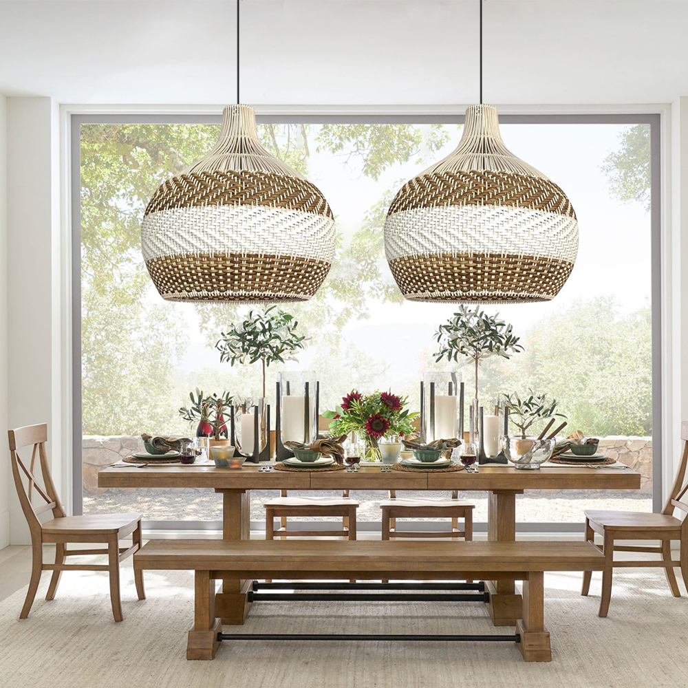 Simply White Rattan Pendant Light