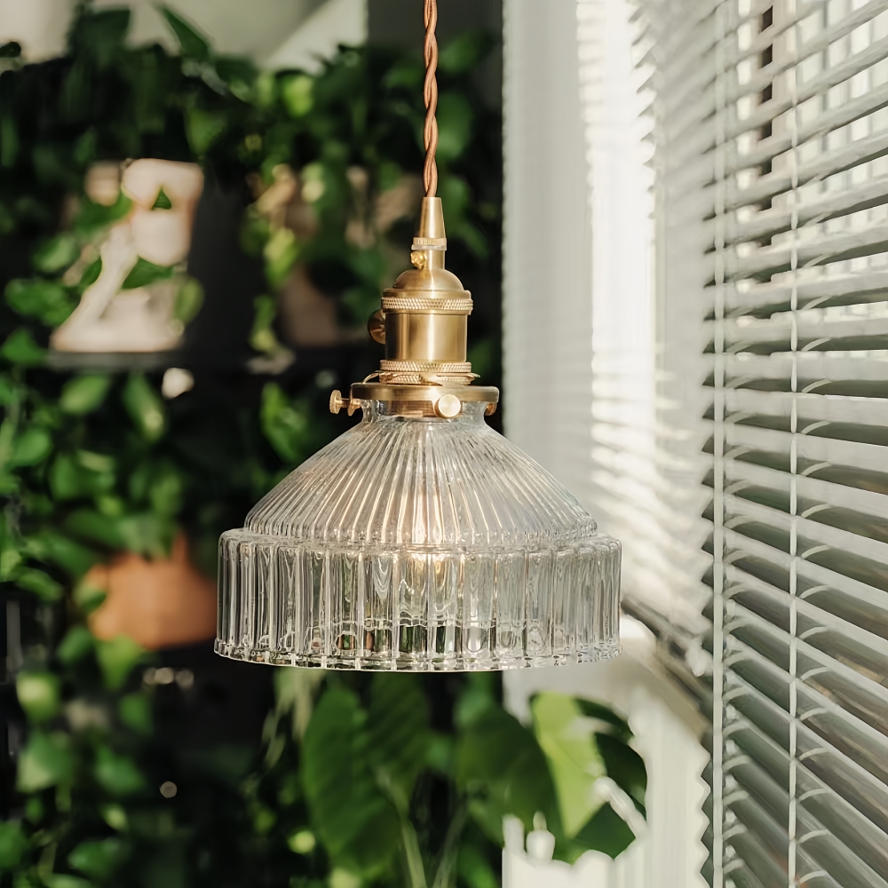 Nordic Retro Brass Glass Chandelier Creative Coffee Shop Bedroom Lighting