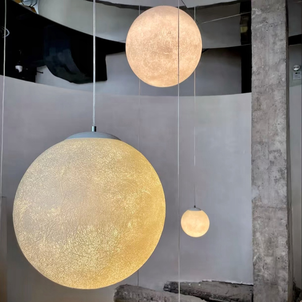 Quality Extra Large Moon Resin Globe Chandelier Nordic Ball Planet Restaurant Pendant Light