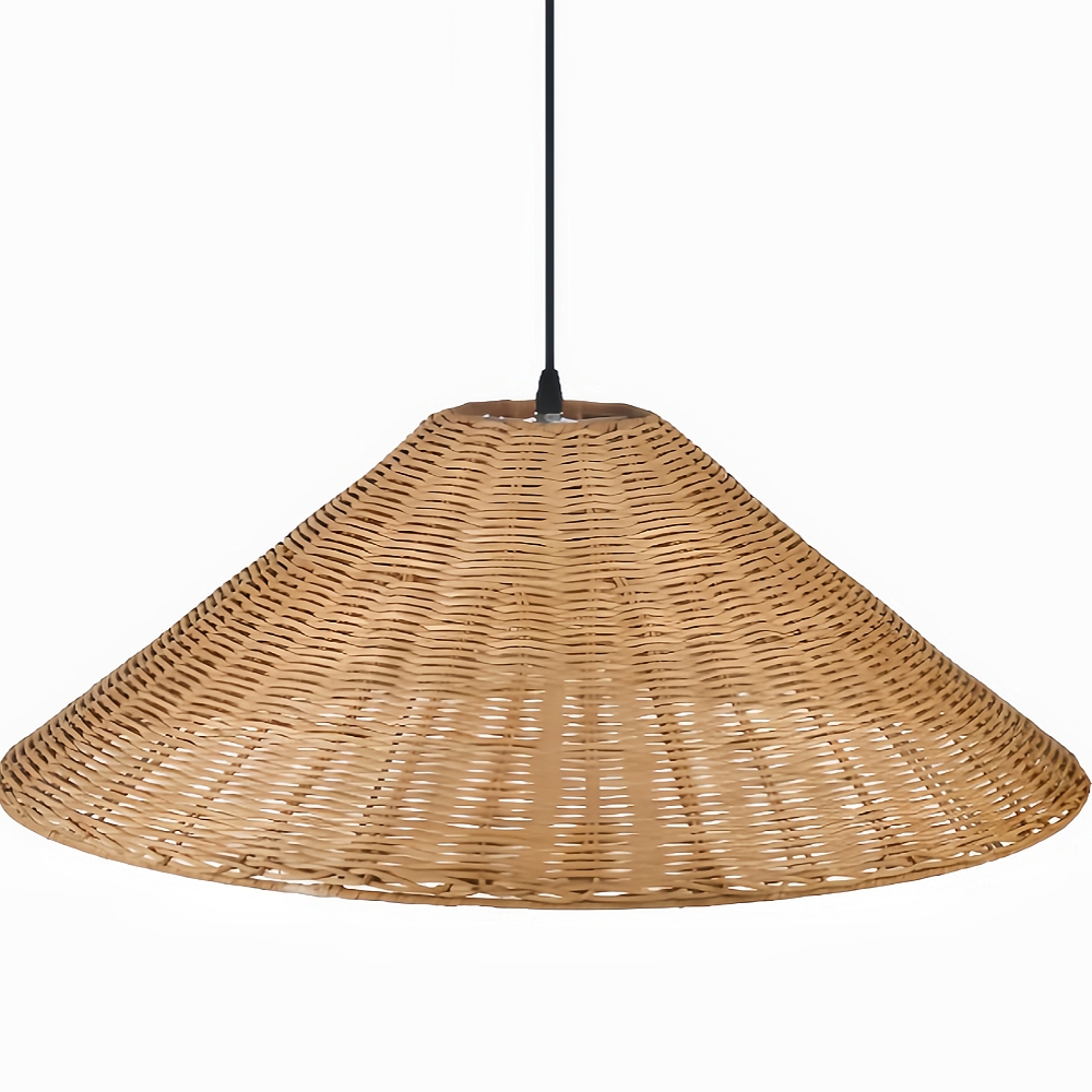 Woven Rattan Pendant Light Wicker Cone Lamp Shade
