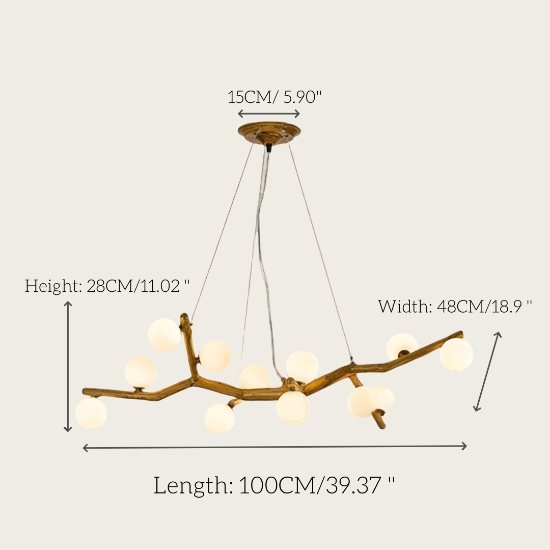 Wabi Sabi Style Retro Imitation Tree Branch Multi Headed Pendant Light