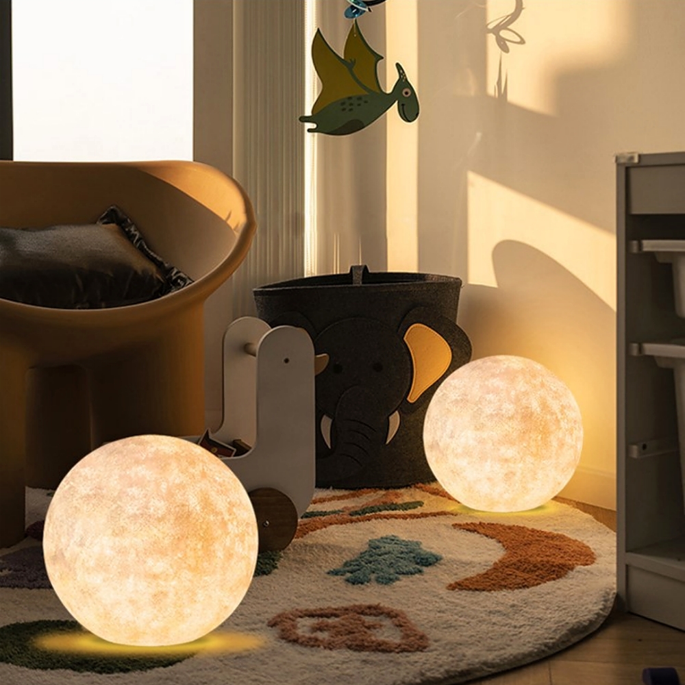 Nordic Creative Indoor&Outdoor Waterproof Resin Fiber Art Moonlight Floor Lamp
