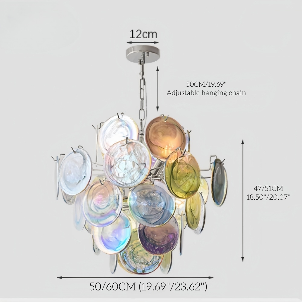 Italian Style Vintage Colored Multi-Layer Handmade Glass Pendant Light