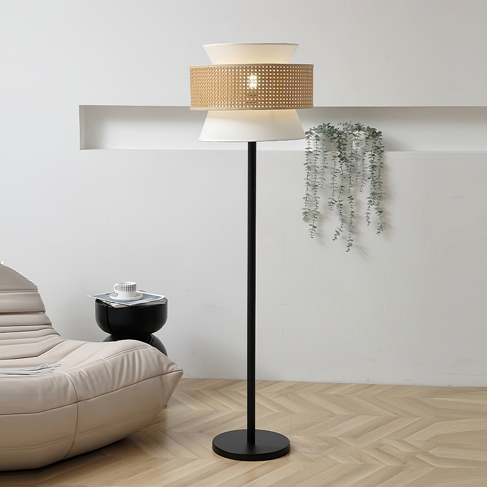 Nordic Minimalist Rattan Woven Fabric Floor Lamp
