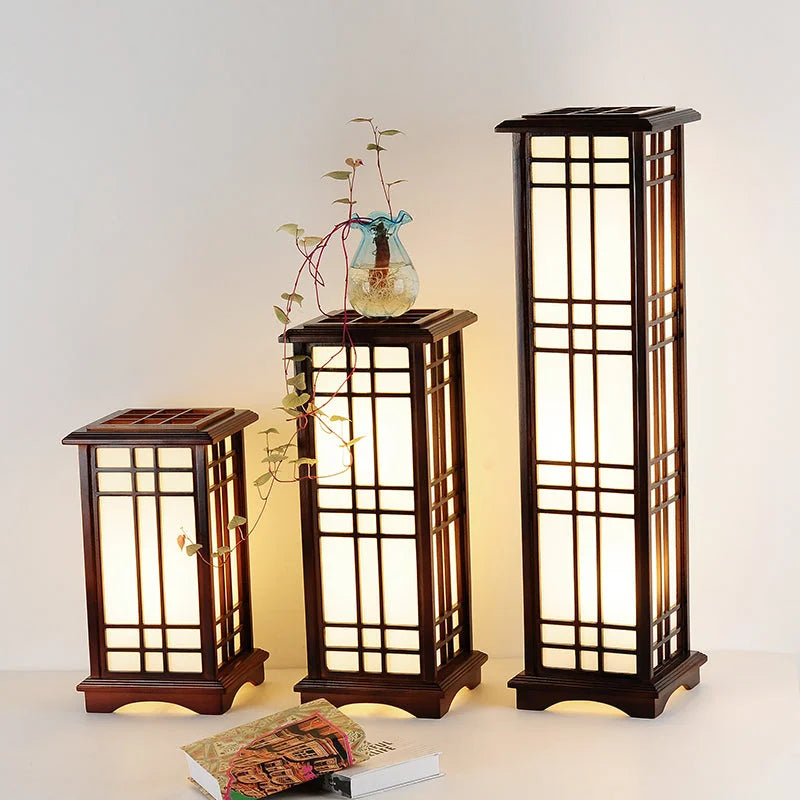Japanese Floor Lamp Wood Tatami Table Lamp For Bedroom