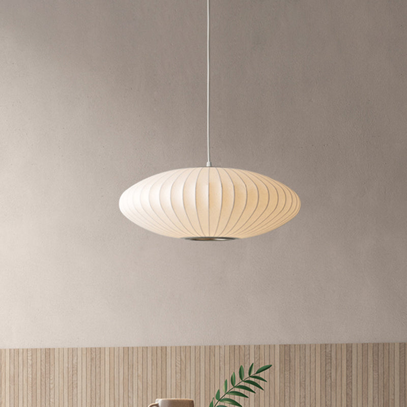 Modern Fabric Saucer Suspension White Pendant Light