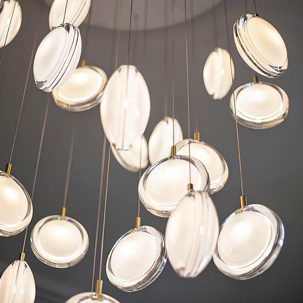 Modern Minimalist Restaurant Bar Counter Staircase Single Head Glass Chandelier