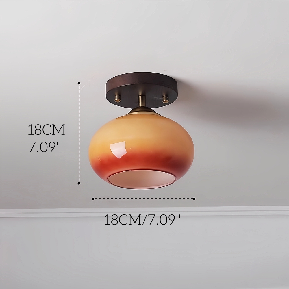 Mirad Retro Persimmon Glass Ceiling Light Bedroom Living Room