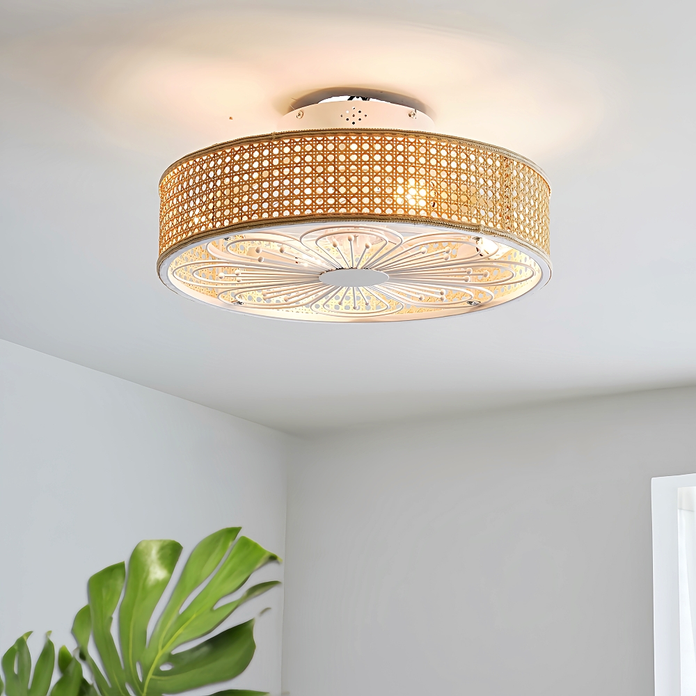 Japanese Retro Rattan Fan Ceiling Light