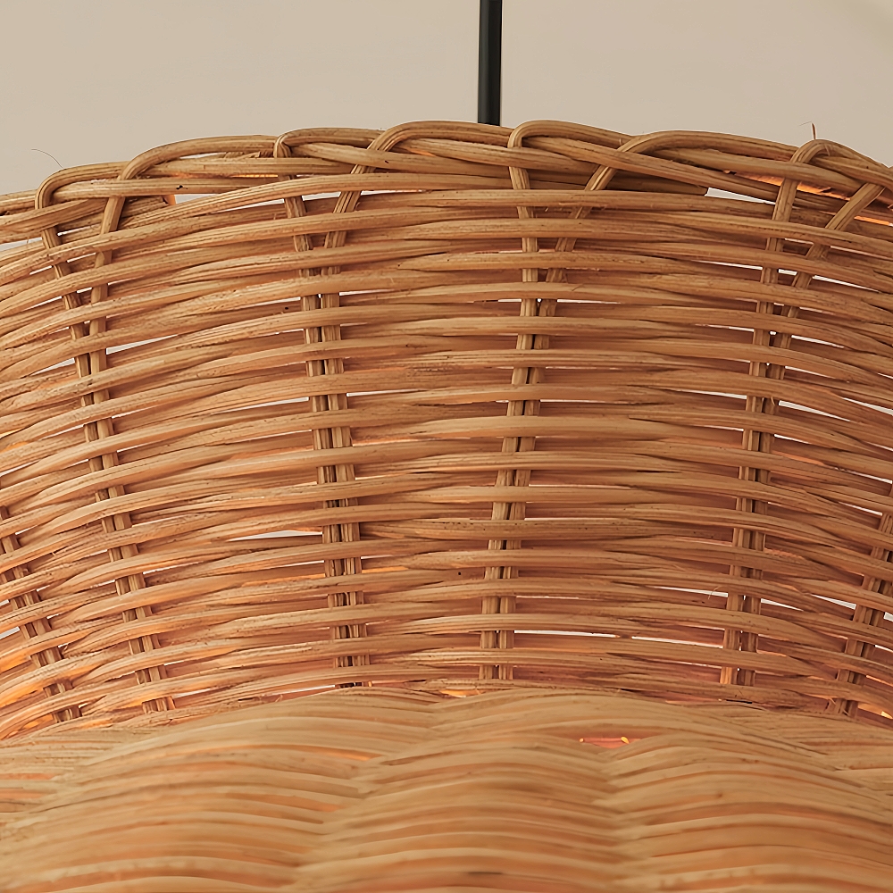 Wabi Sabi Style Dark Handmade Rattan Bird's Nest Shaped Pendant Light