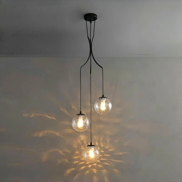 Hardwired Black Staircase Pendant Lights 400 CM/13.12ft Long Multiple Glass Sphere Chandelier