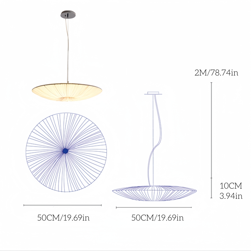 Japanese-Style Creative Fabric Ceiling Lamp - Disc-Shaped Pendant Lamp