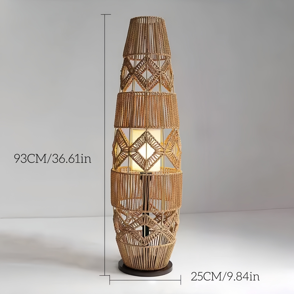Wabi Sabi Style Handmade Woven Rope Woven Floor Lamp
