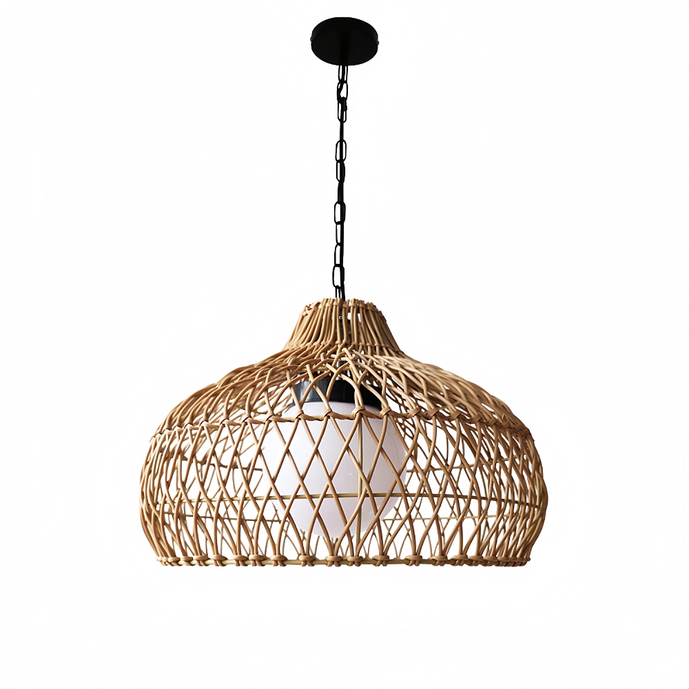 Outdoor courtyard waterproof rattan woven pendant light 16 inch decorative pendant light