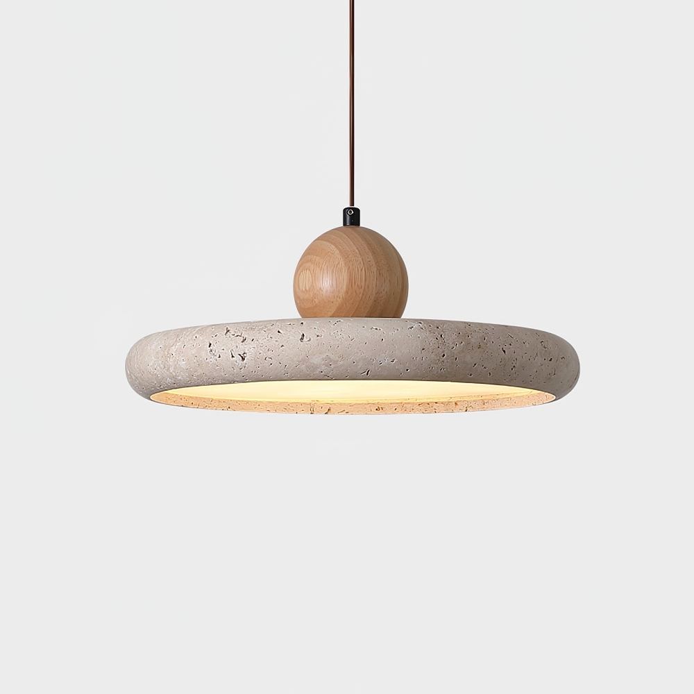 Wabi Sabi Style Yellow Cave Stone Circular Creative Pendant Light