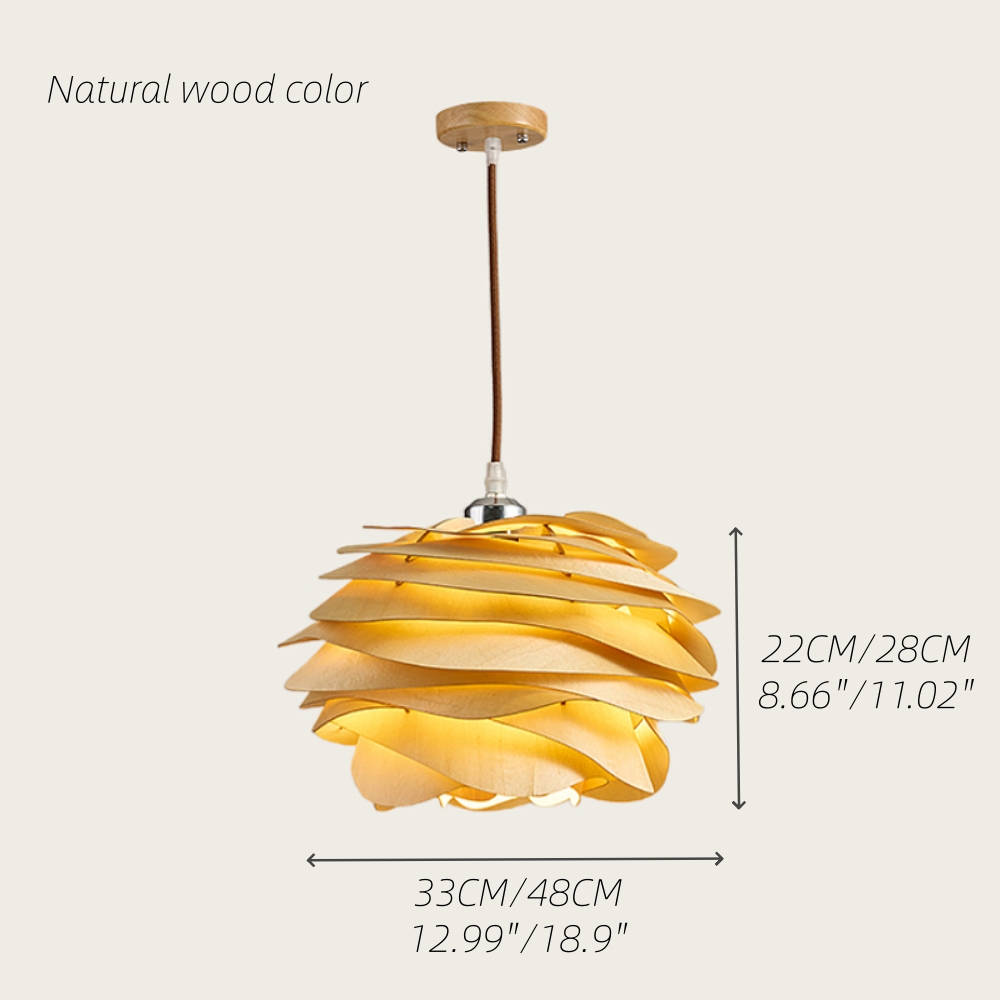 Wabi Sabi Artisanal Retro Rose Shape Solid Wood Pendant Light