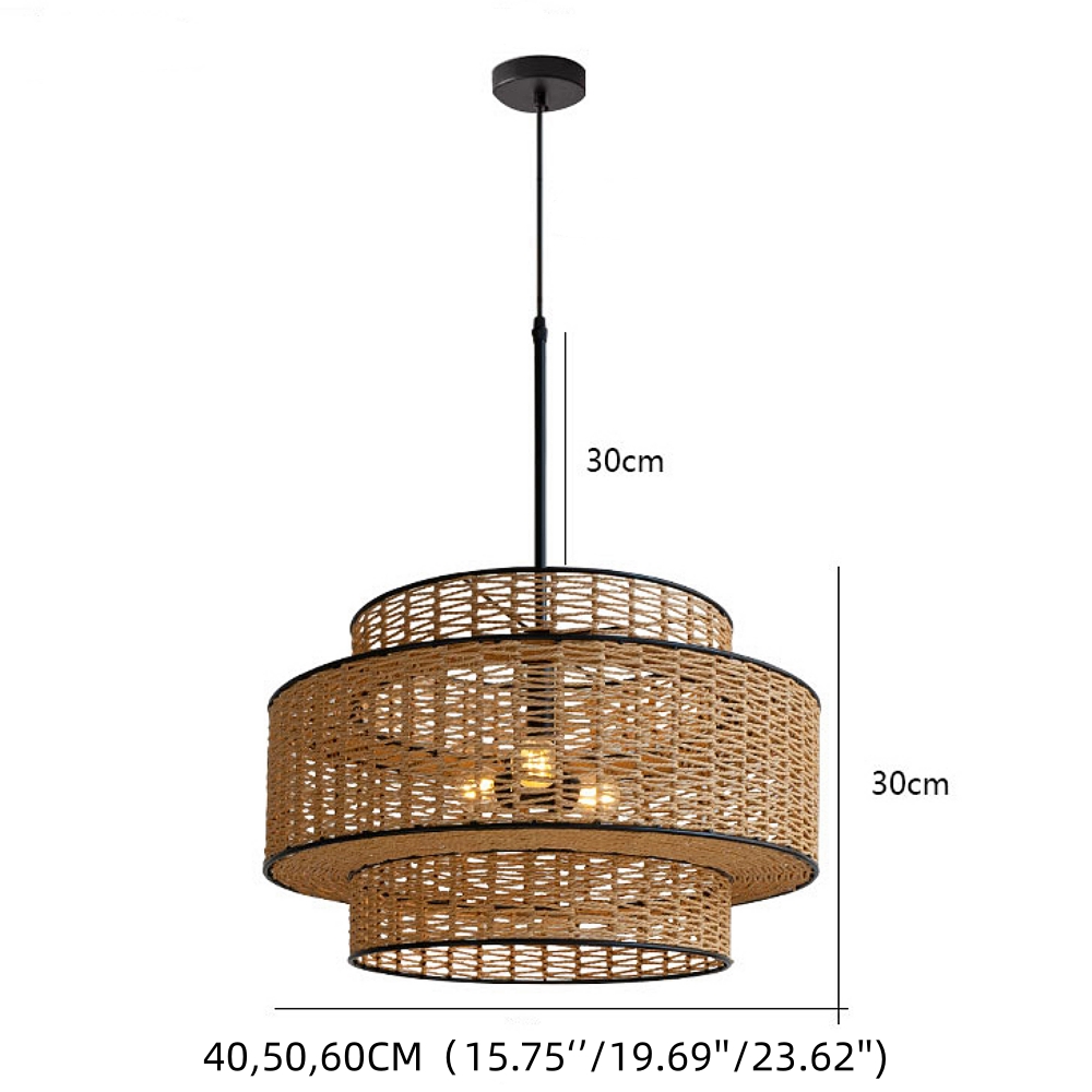 Wabi Sabi Handwoven Linen Rope Art Pendant Lamp