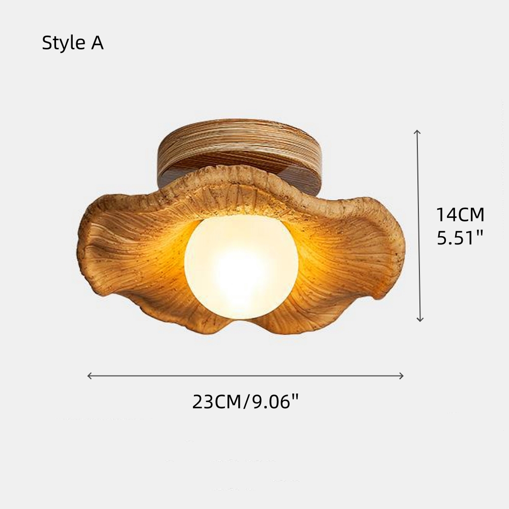 Retro Art Resin Ruffle Brown Ceiling Light