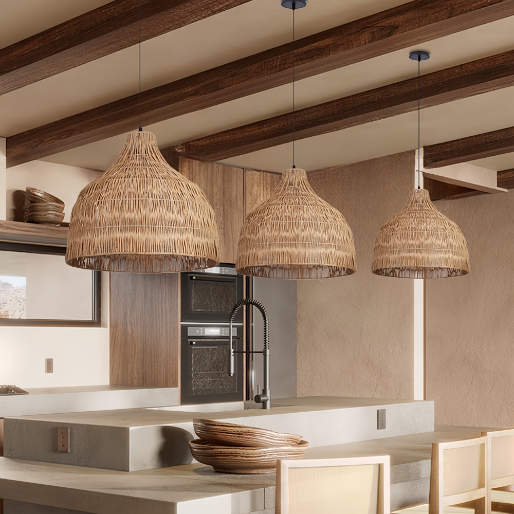 Japanese Retro Rattan Pendant Light Rustic Pastoral Charm