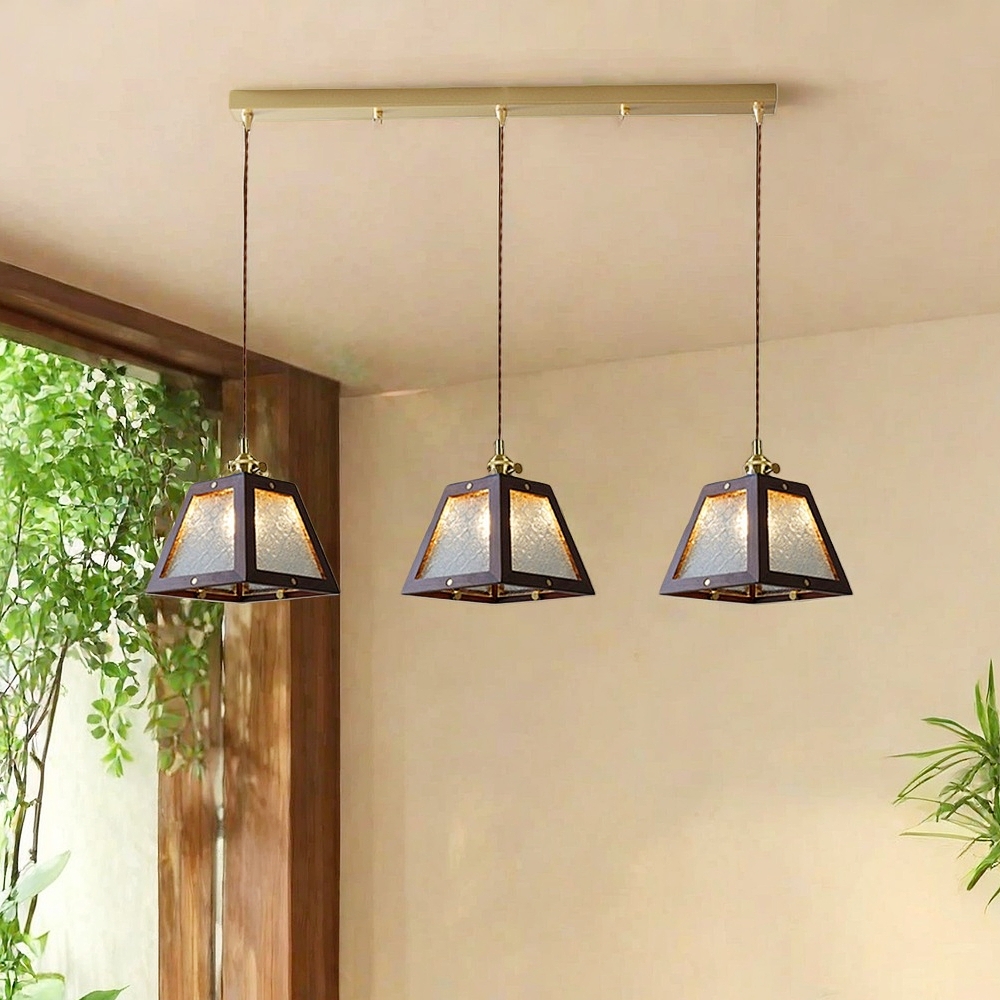 Vintage Etched Glass Pendant Lamp Cozy Bedroom Bedside Lighting