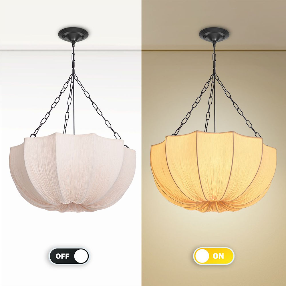 Japanese Retro Wabi-Sabi Style Fabric Pendant Light Living Room