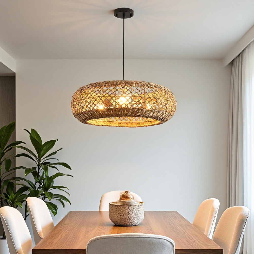 Boho Style Vintage Seagrass Pendant Light