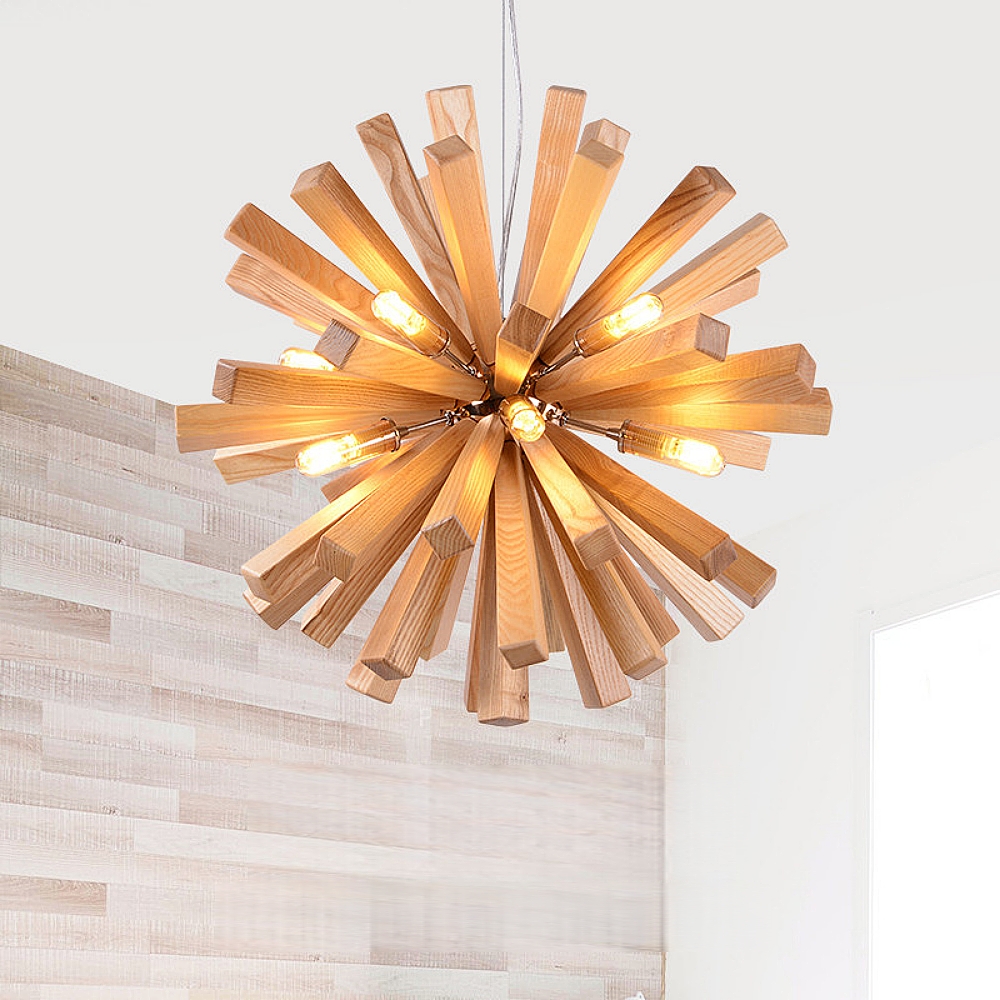 Nordic Creative Solid Wood Flower Shaped Dandelion Pendant