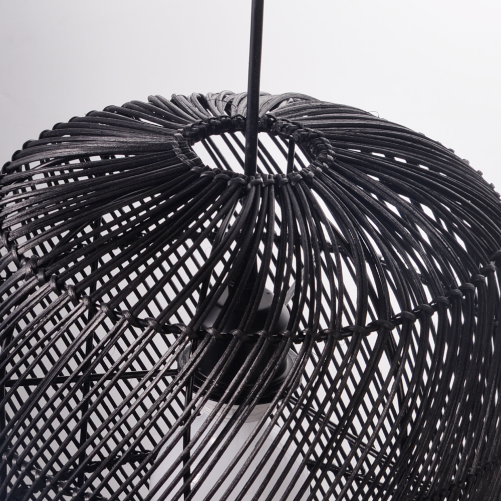 Dining Room Simple Black Rattan Pendant Light