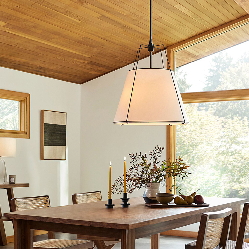 Vintage Living Room Fabric Chandelier Simple Dining Room Pendant Light