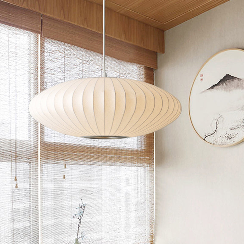 Modern Fabric Saucer Suspension White Pendant Light