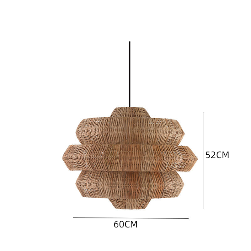 Rattan Multi-Tiered Honeycomb-Shaped Pendant Light