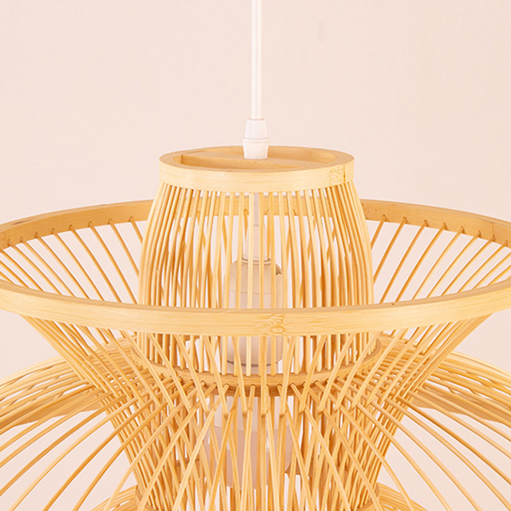 Bamboo Light Fixture Flower Lampshade Boho Deco Lamps