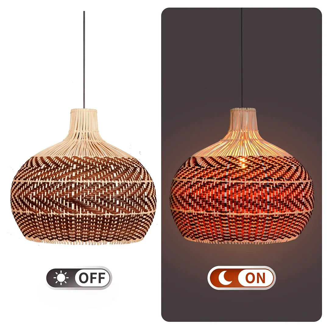 Handwoven Rustic Rattan Pendant Light Lampshade For Living Room