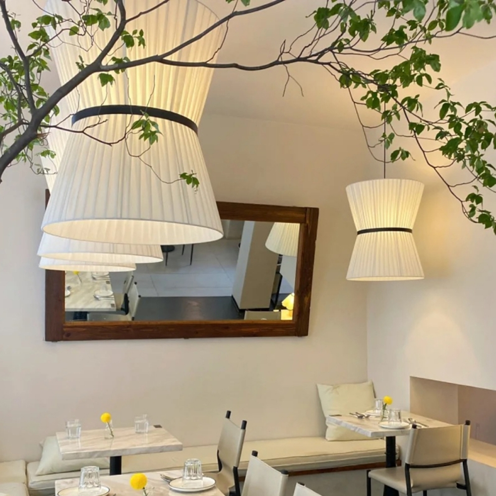 Japanese simple Handmade Fabric Pendant Light Commercial Hanging Ceiling Light Shade