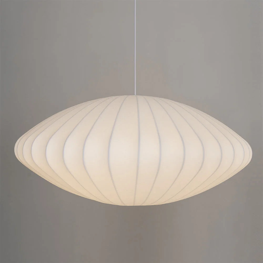 Modern Fabric Saucer Suspension White Pendant Light