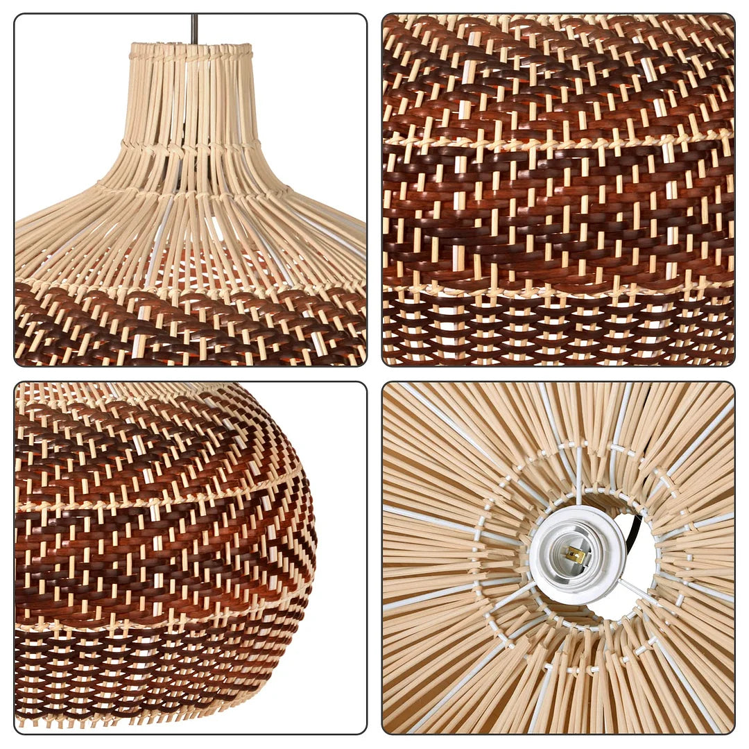 Handwoven Rustic Rattan Pendant Light Lampshade For Living Room