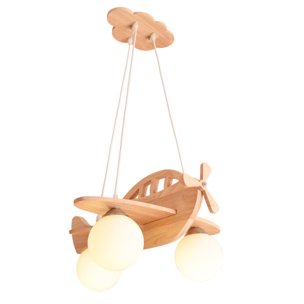 Nursery Wooden Pendant Lighting Kids Ceiling Light Fixture Aircraft