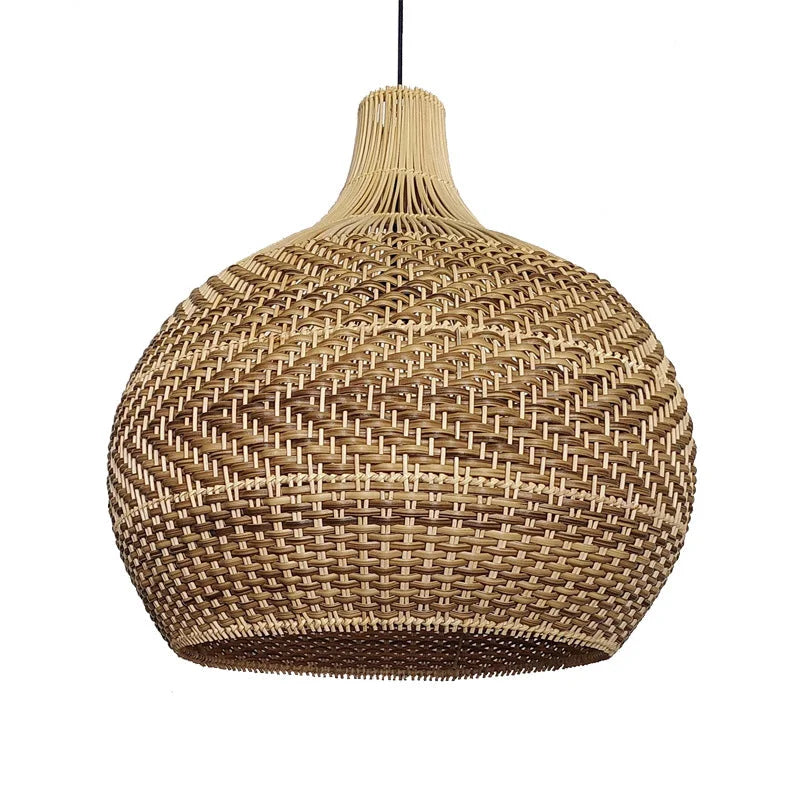 Handwoven Rustic Rattan Pendant Light Lampshade For Living Room